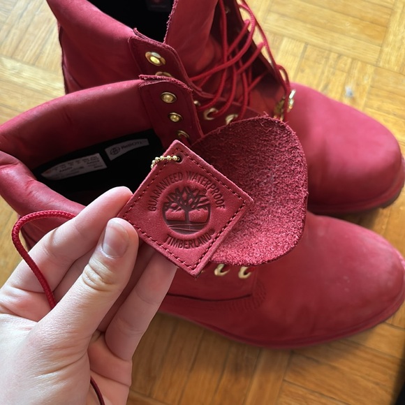 Timberland 6" Premium Waterproof Boots Red/Gold Size 9 Men’s - Picture 3 of 4